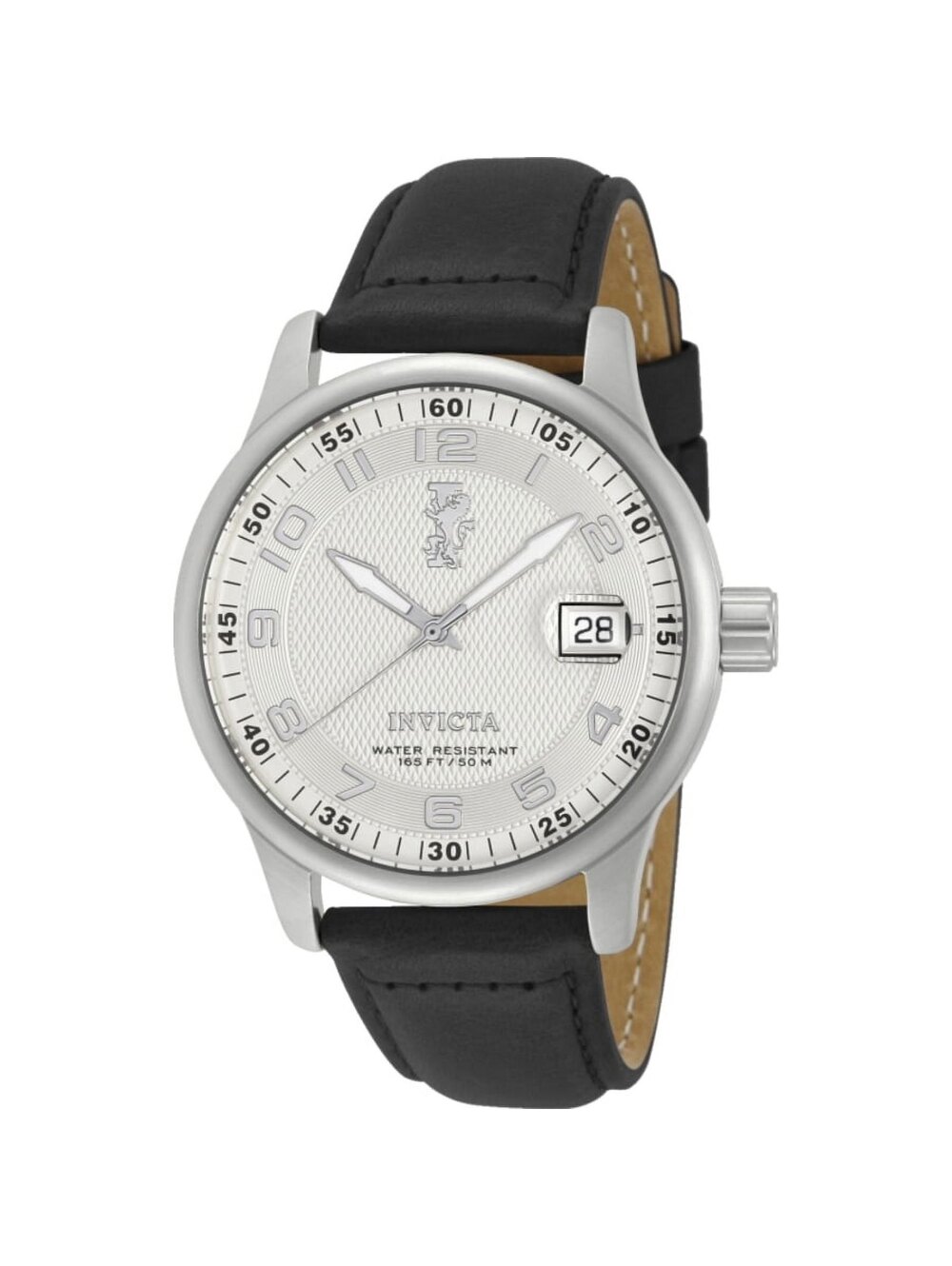 Invicta Quartz Watch - I-Force Silver Tone Dial Black Leather Strap, 44m (12823)